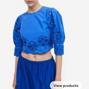 H&M women’s puff sleeve embroidered blouse